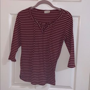 Red Striped Shirt with ties in front